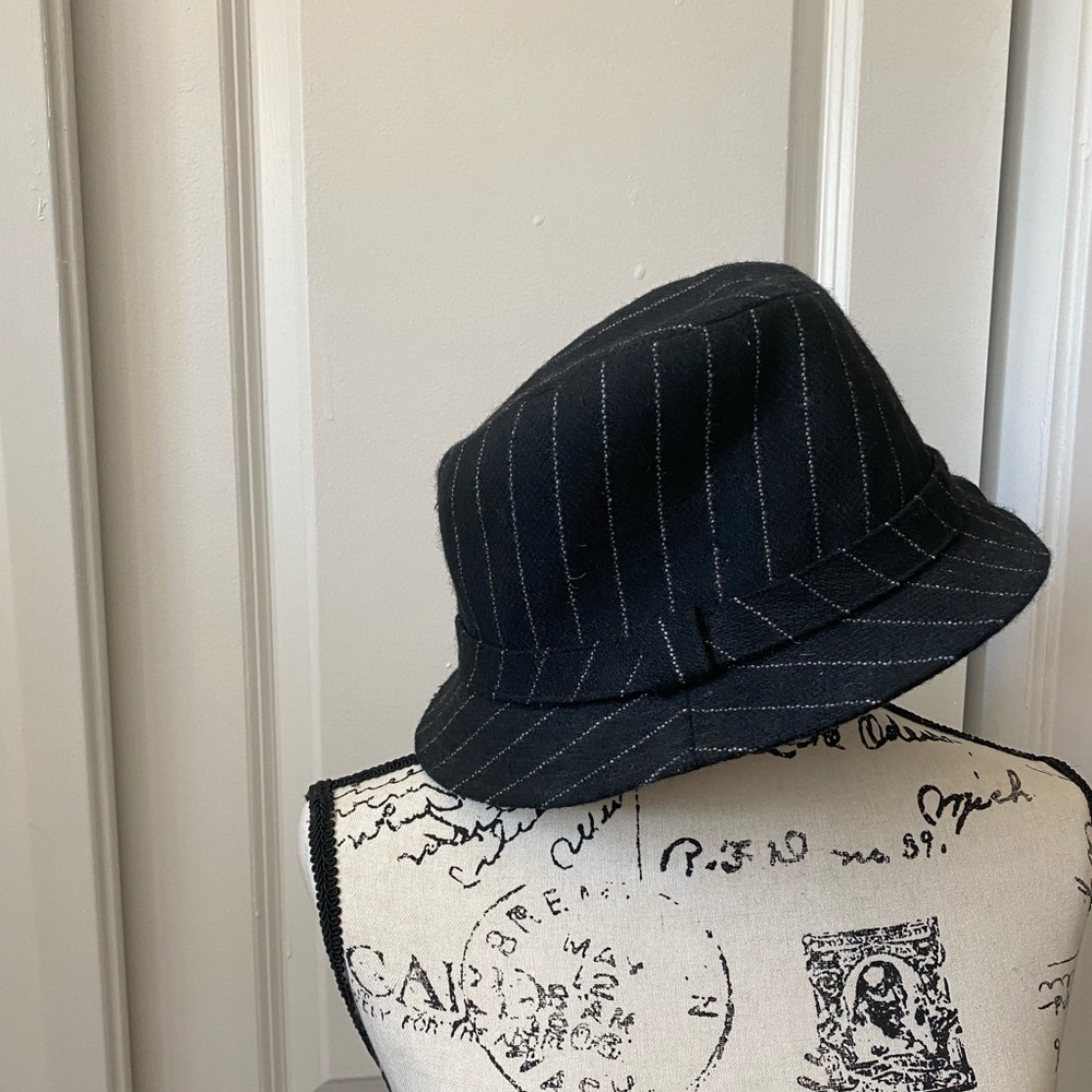 Express Pinstripe Fedora Black and White